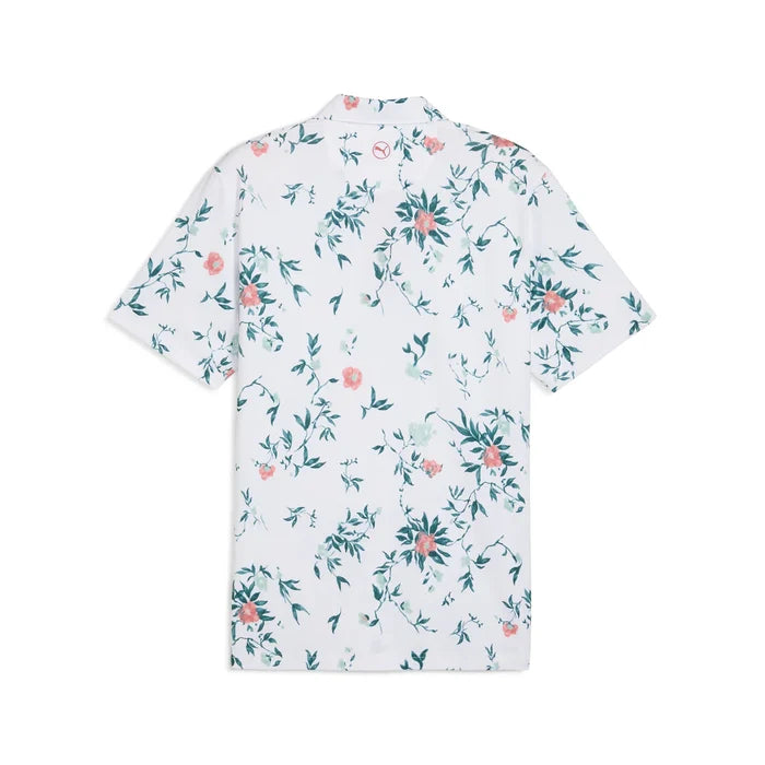 Puma Golf Men's MATTR Water Floral Golf Polo White Color