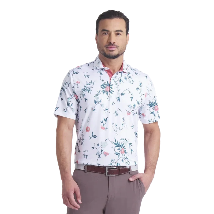Puma Golf Men's MATTR Water Floral Golf Polo White Color