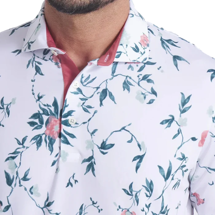 Puma Golf Men's MATTR Water Floral Golf Polo White Color