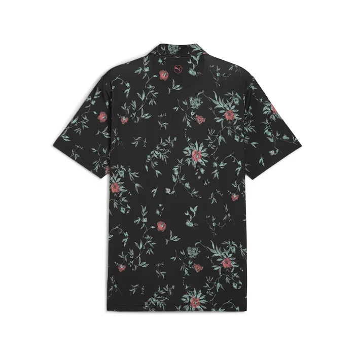 Puma Golf Men's MATTR Water Floral Golf Polo Black Color