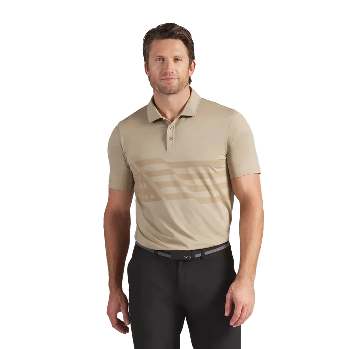 Puma Golf Men's Volition Flag Polo Brown Color