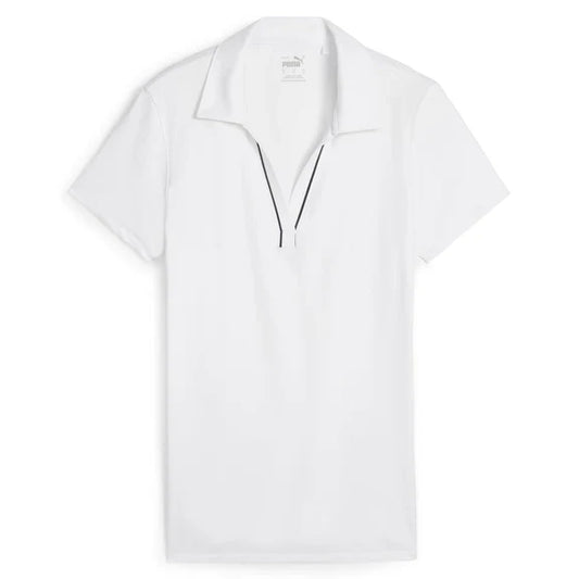 Puma Golf Women Cloudspun Piped SS Polo  White Color