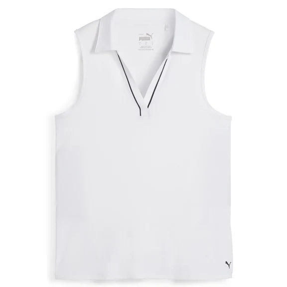 Puma Golf Women Cloudspun Piped SS Polo White Color