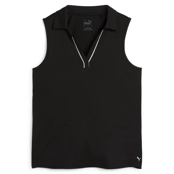 Puma Golf Women Cloudspun Piped SS Polo Black Color