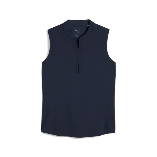 Puma Golf Women's Aerlon Mock Sleeveless Polo Navy Color