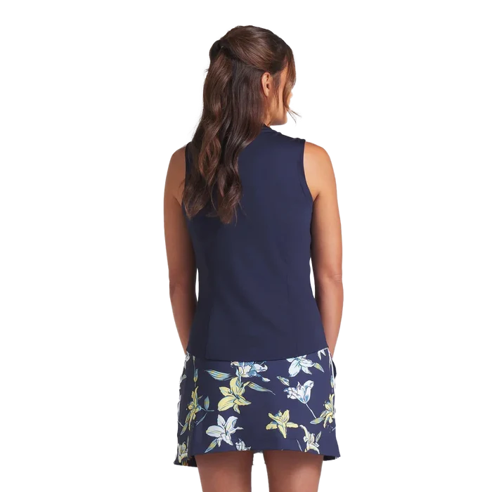 Puma Golf Women's Aerlon Mock Sleeveless Polo Navy Color
