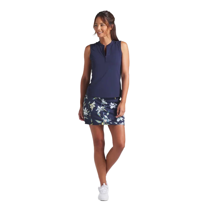 Puma Golf Women's Aerlon Mock Sleeveless Polo Navy Color