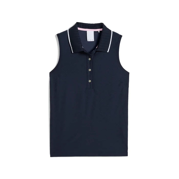 Puma Golf Women's AP Jacquard Sleeveless Polo Navy Color