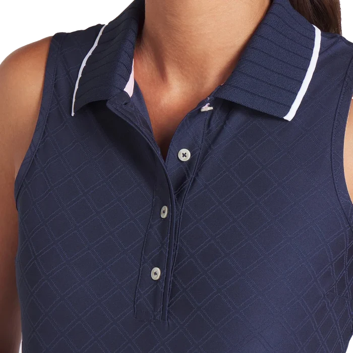 Puma Golf Women's AP Jacquard Sleeveless Polo Navy Color
