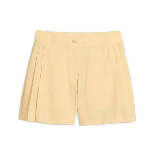 Puma Golf Women's AP Pinstripe Golf Shorts yellow color.