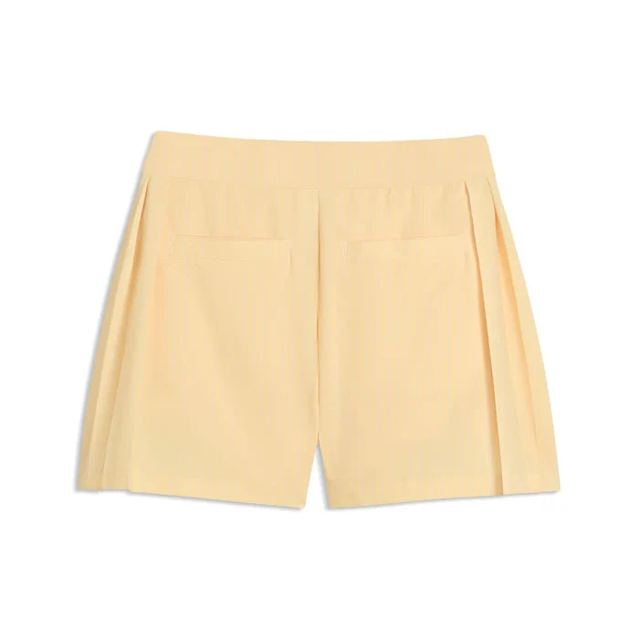 Puma Golf Women's AP Pinstripe Golf Shorts yellow color.