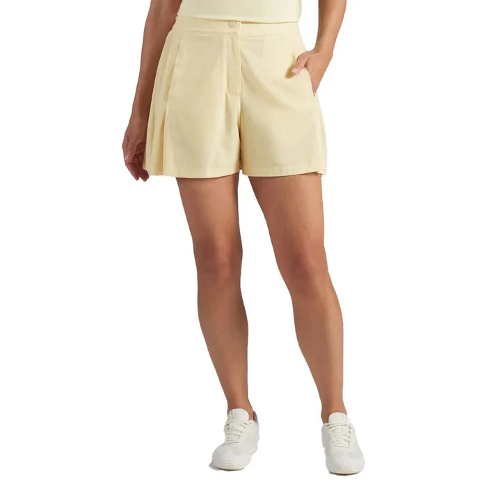 Puma Golf Women's AP Pinstripe Golf Shorts yellow color.