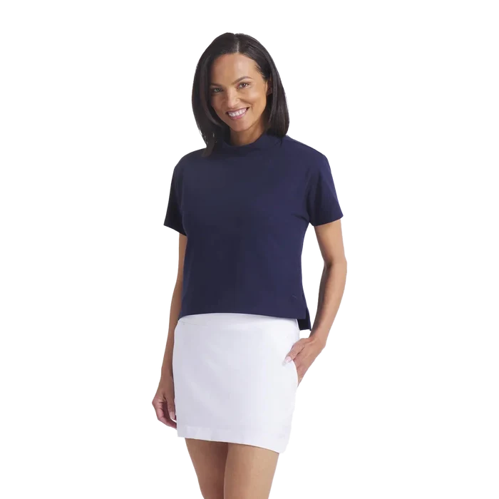 Puma Golf Women's Charlotte Modalon Mock Neck Polo Navy Color