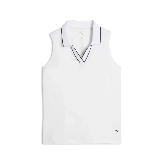 Puma Golf Women's CLOUDSPUN Essential Sleeveless Polo White Color