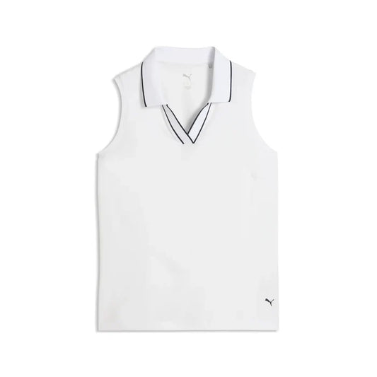 Puma Golf Women's CLOUDSPUN Essential Sleeveless Polo White Color