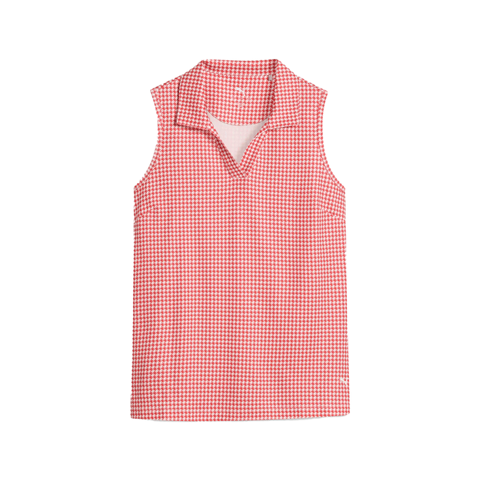 Puma Golf Women's CLOUDSPUN Mono Check Sleeveless Polo Pink color