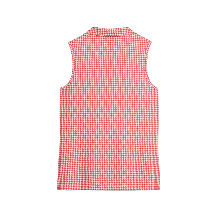 Puma Golf Women's CLOUDSPUN Mono Check Sleeveless Polo Pink color