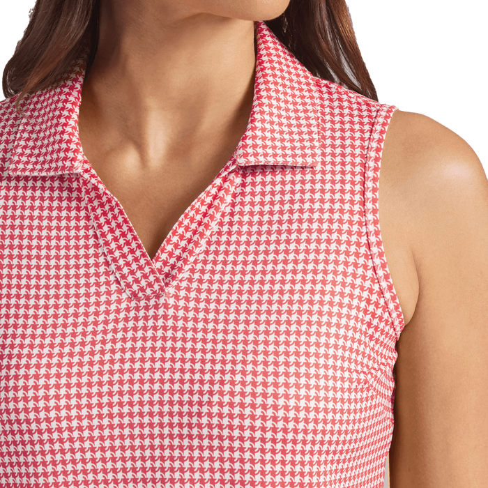 Puma Golf Women's CLOUDSPUN Mono Check Sleeveless Polo Pink color