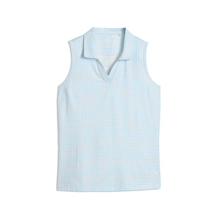Puma Golf Women's CLOUDSPUN Mono Check Sleeveless Polo Blue color