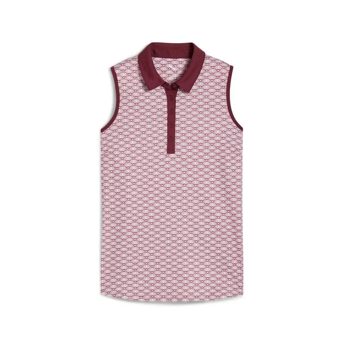 Puma Golf Women's Cloudspun Scallop Sleeveless Golf Polo White Color.