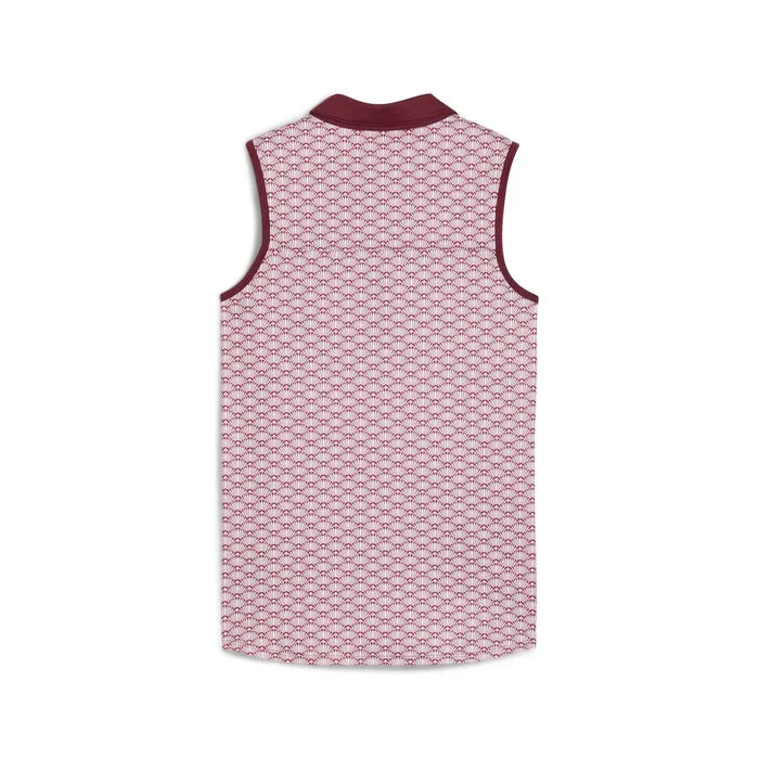 Puma Golf Women's Cloudspun Scallop Sleeveless Golf Polo White Color.