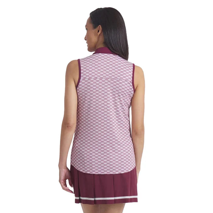 Puma Golf Women's Cloudspun Scallop Sleeveless Golf Polo White Color.