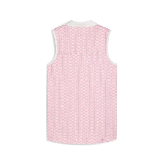 Puma Golf Women's Cloudspun Scallop Sleeveless Golf Polo Pink Color.