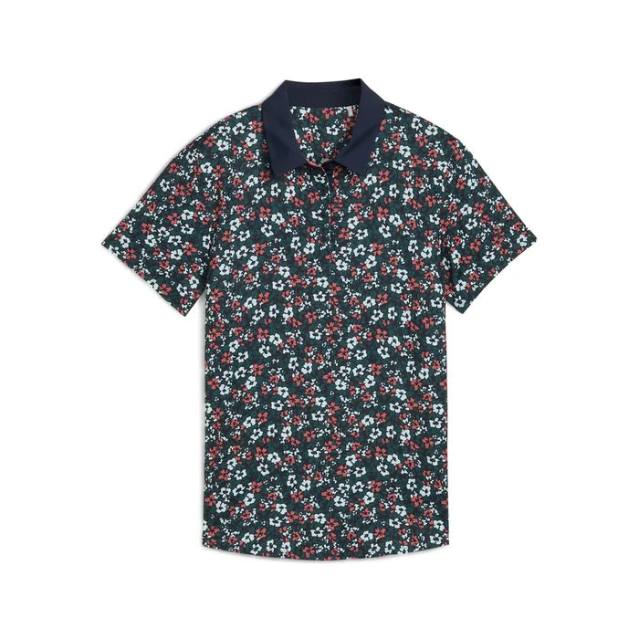 Puma Golf Women's Floral Burst Polo Navy Color