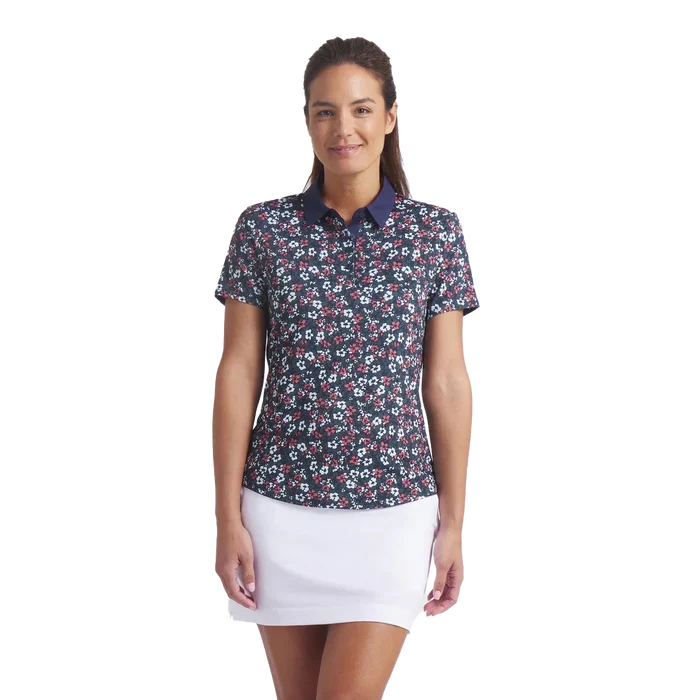 Puma Golf Women's Floral Burst Polo Navy Color