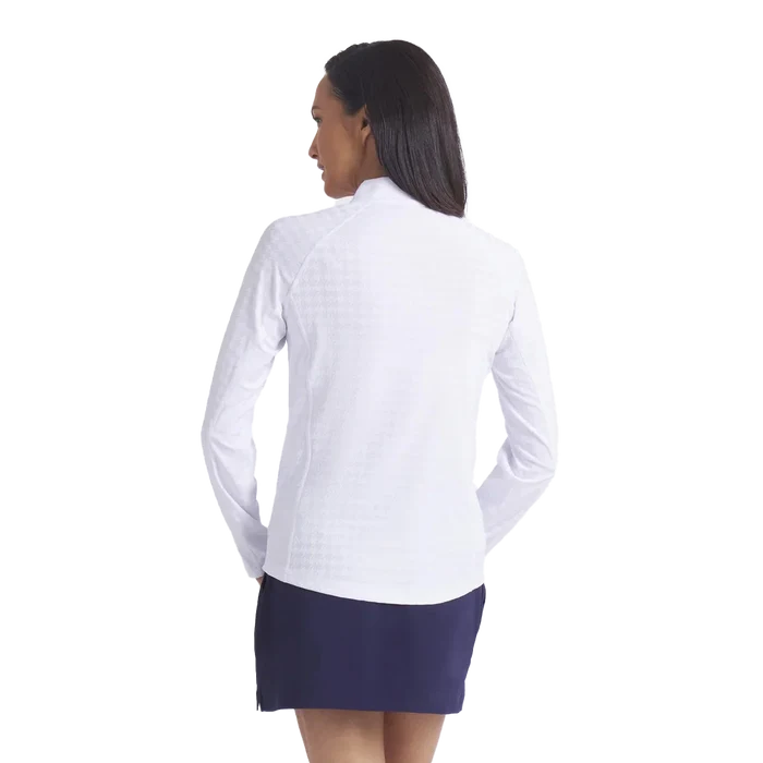 Puma Golf Women's Houndstooth 1/4 Zip White Color