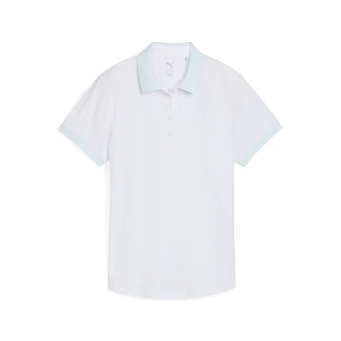 Puma Golf Women's MATTR Stripe Jacquard Polo White Color