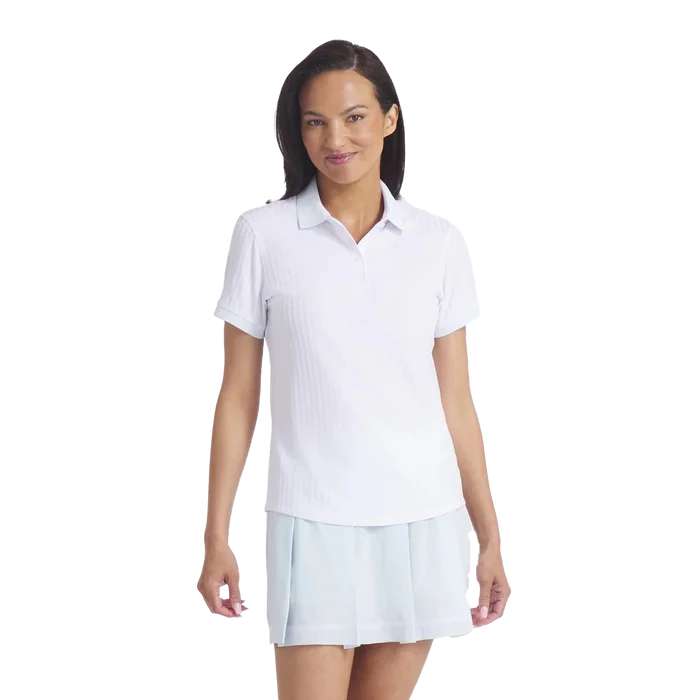 Puma Golf Women's MATTR Stripe Jacquard Polo White Color