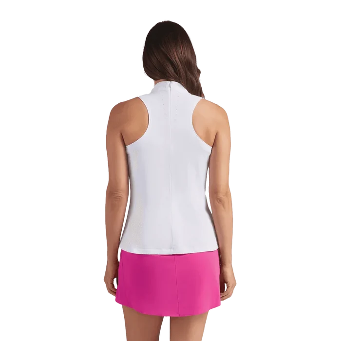 Puma Golf Women's Nylon Sport Sleeveless Mockneck Polo White color