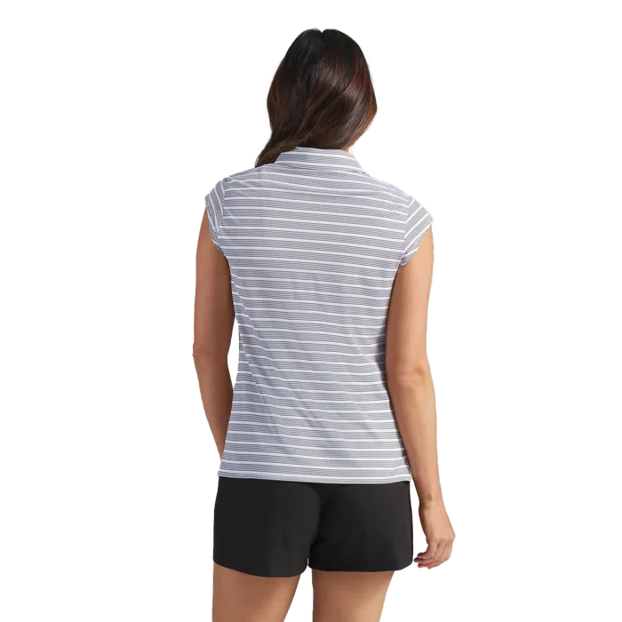 Puma Golf Women's Pique YD Stripe Cap Sleeve Polo Black Color