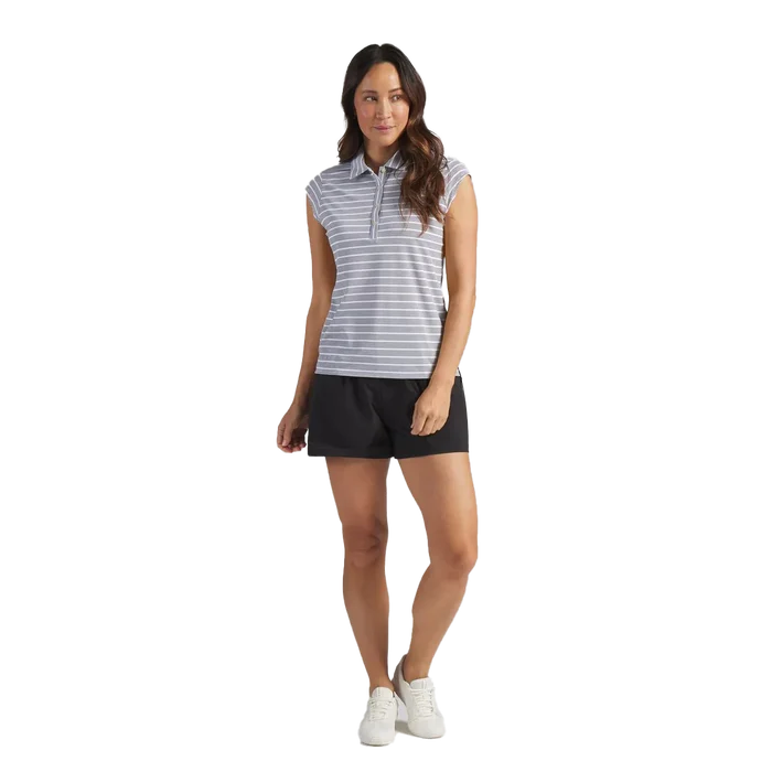 Puma Golf Women's Pique YD Stripe Cap Sleeve Polo Black Color