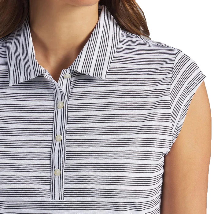 Puma Golf Women's Pique YD Stripe Cap Sleeve Polo Black Color