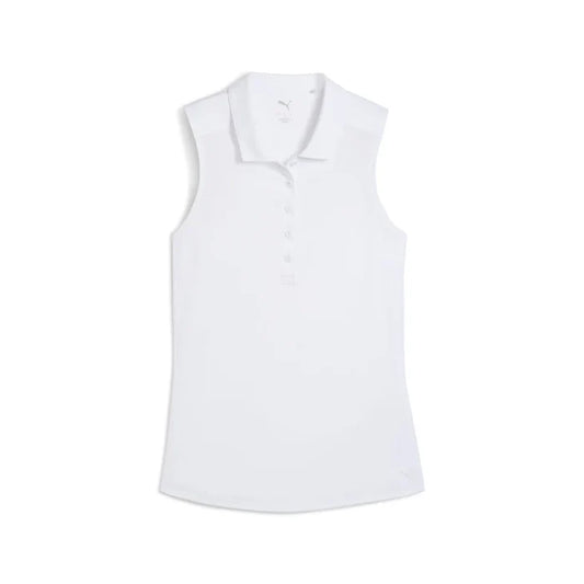 Puma Golf Women's Pure 2.0 Sleeveless Golf Polo White color.