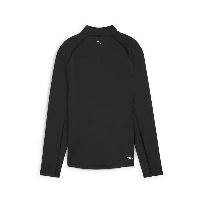 Puma Golf Women's YouV Brrr Solid Golf 1/4 Zip Black Color.