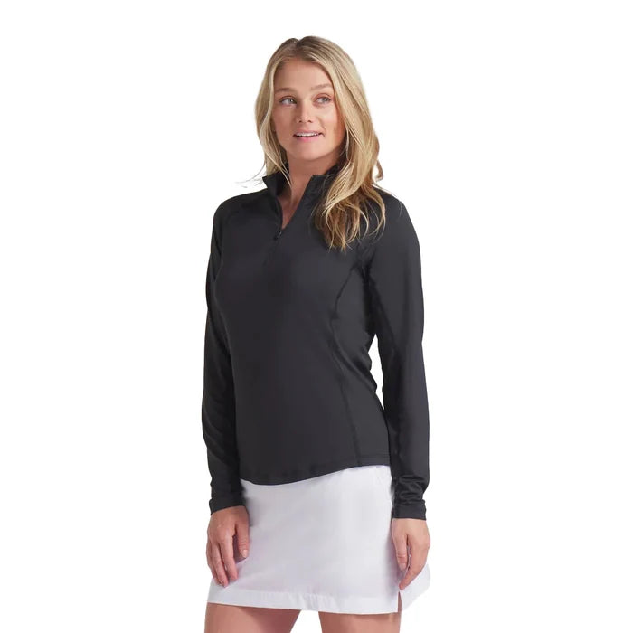 Puma Golf Women's YouV Brrr Solid Golf 1/4 Zip Black Color.
