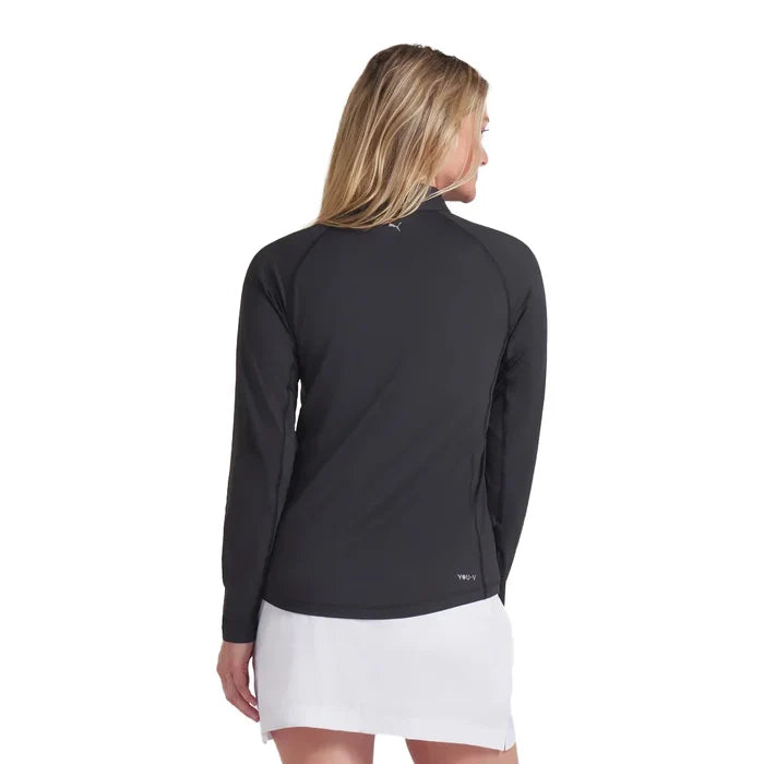 Puma Golf Women's YouV Brrr Solid Golf 1/4 Zip Black Color.