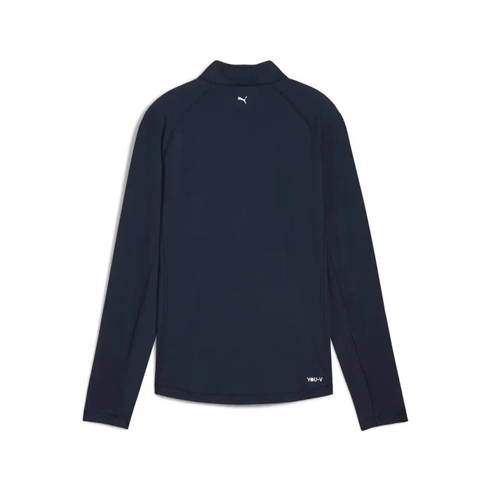 Puma Golf Women's YouV Brrr Solid Golf 1/4 Zip Navy Color.