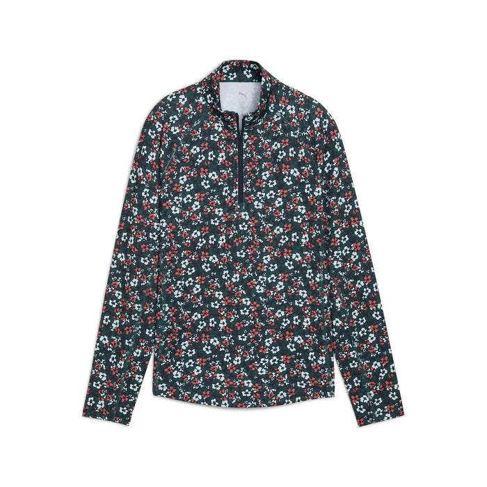 Puma Golf Women's YouV Floral Burst 1/4 Zip Navy Color