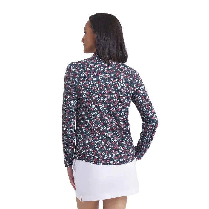 Puma Golf Women's YouV Floral Burst 1/4 Zip Navy Color