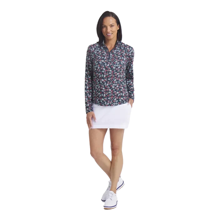 Puma Golf Women's YouV Floral Burst 1/4 Zip Navy Color