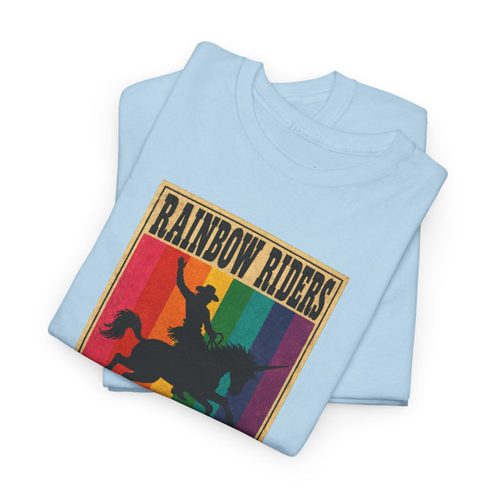 Walt and Pete Queer Mercantile Rainbow Riders graphic T-shirt