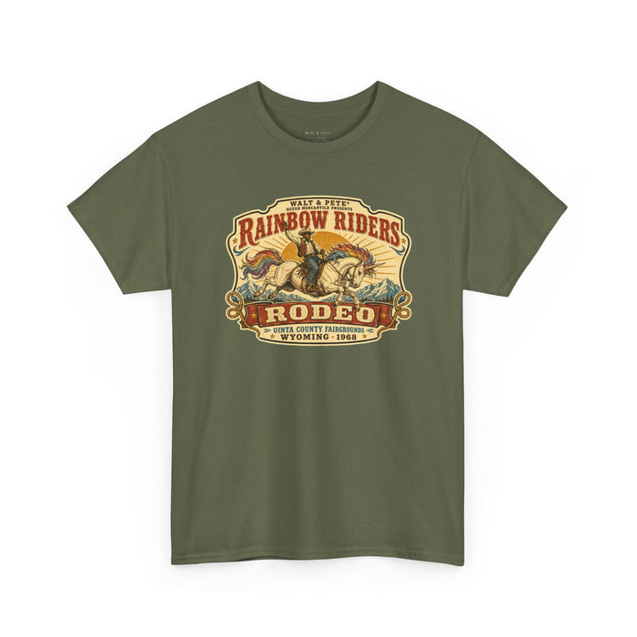 Rainbow Riders Rodeo Black Cowboy Pride T-Shirt | Queer Western Tee