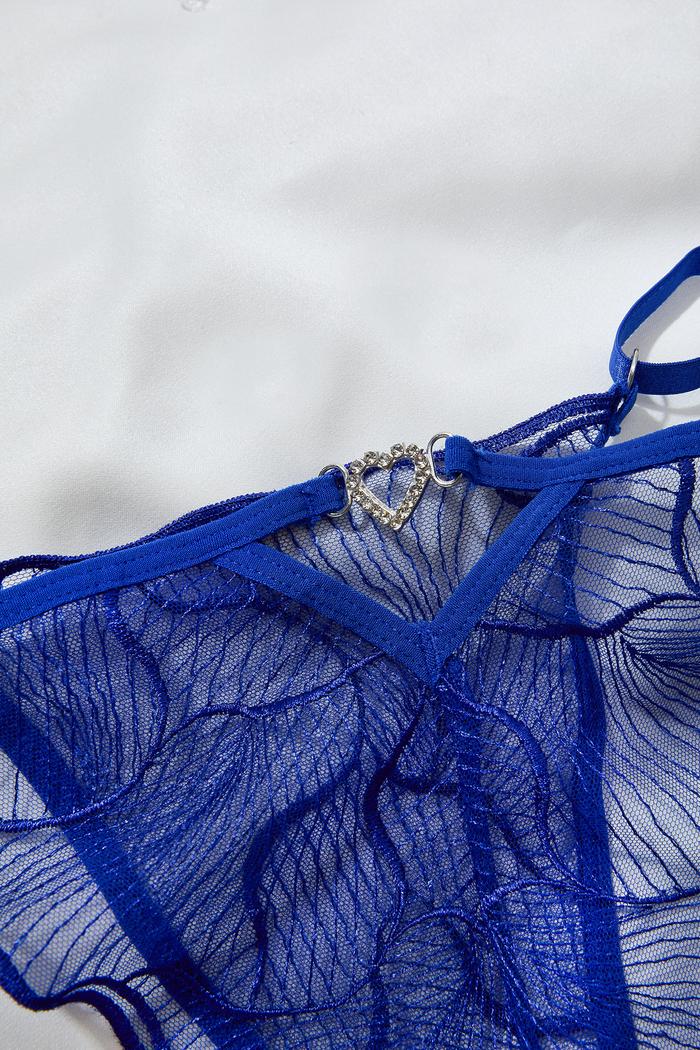Sapphire blue lace lingerie set for women