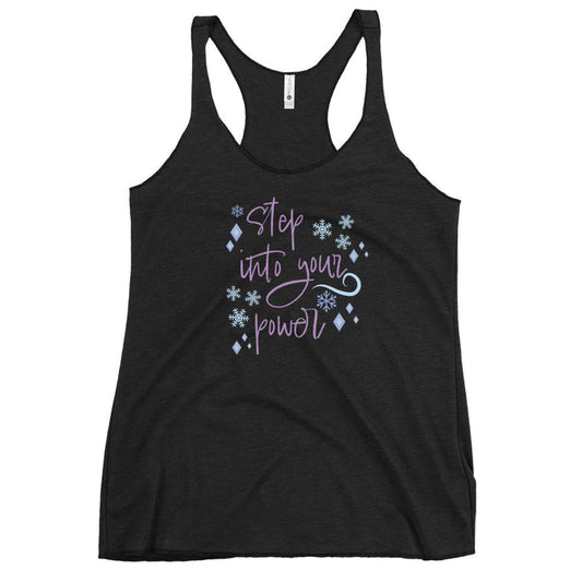 runDisney tank top Princess Frozen Step Into Your Power Running Half Marathon Challenge Women's Racerback Tank