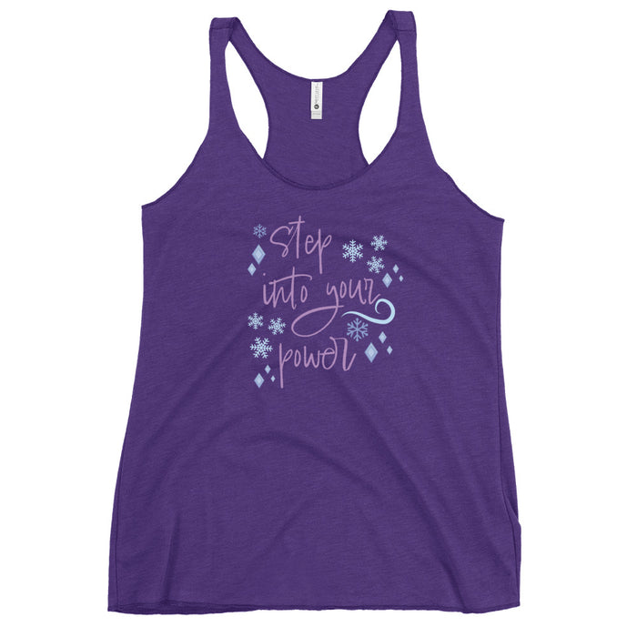 runDisney tank top Princess Frozen Step Into Your Power Running Half Marathon Challenge Women's Racerback Tank