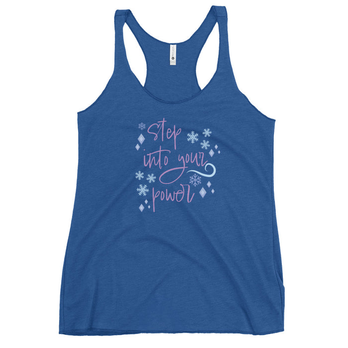 runDisney tank top Princess Frozen Step Into Your Power Running Half Marathon Challenge Women's Racerback Tank
